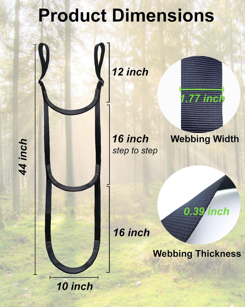 MLNSUNNY Climbing Aider, 3-Step Rope Ladder, Double-Thickened for Hunting Tree Steps & Climbing Sticks, Hook and Loop Safety Design, Lightweight (Black) - Image 5